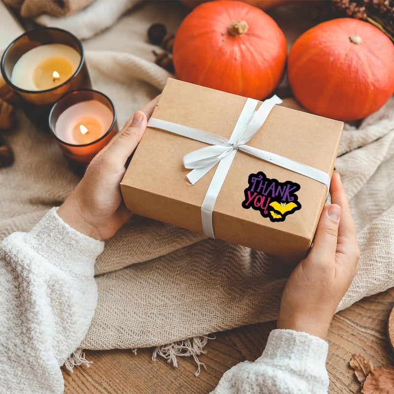 WUZYOU Halloween Business Stickers, Thanks You Labels for Online Stores Retail Shops and Small Businesses, Spooky Bat Design Perfect for Packages and Gift Wrapping, 200 PCS - Image 5